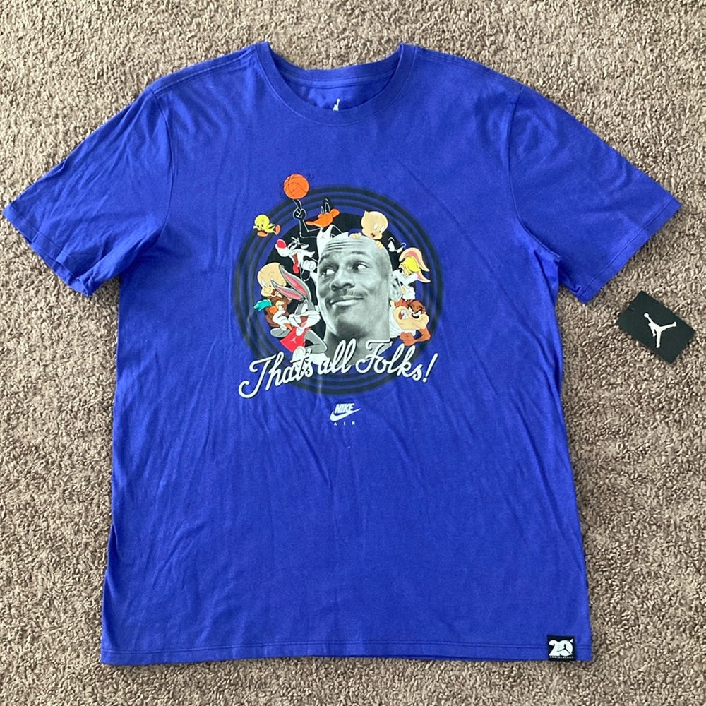 Jordan Space Jam Graphic T-Shirt Size L Blue